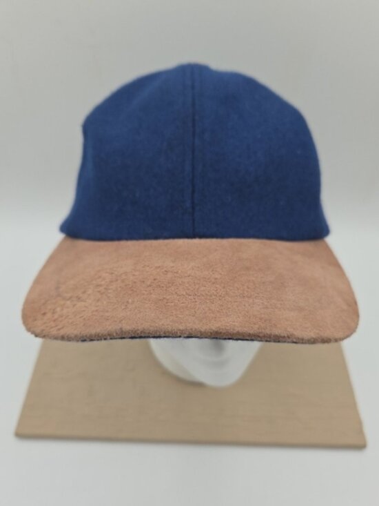Other - Navy Wool‑Blend Cap with Suede Brim